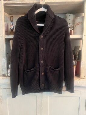 Quince Men's Shawl Collar Cardigan - Black